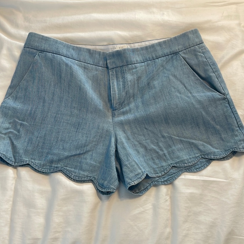blue scalloped shorts